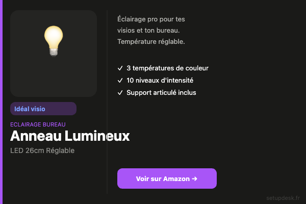 Anneau lumineux LED 26cm — SetupDesk